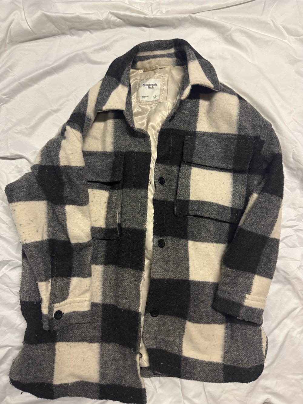 Abercrombie & Fitch Black and Cream Buffalo Check Jacket